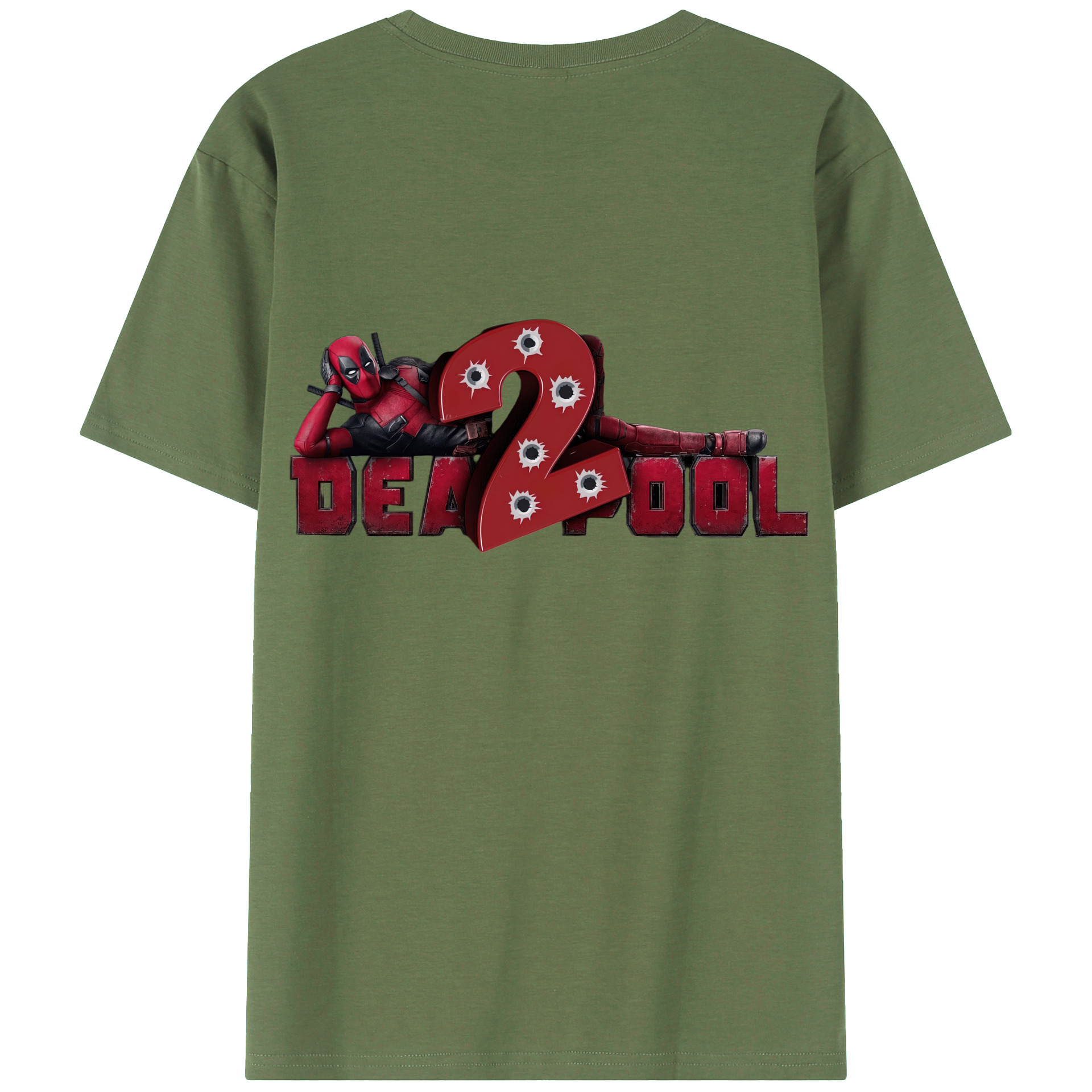 （画像用） Deadpool デッドプール 綿100％ メンズ半袖Tシャツ（バックプリント） 通気性
